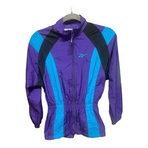 Vintage 90s Reebok Purple Teal Full Zip Windbreaker Women’s Jacket Size M